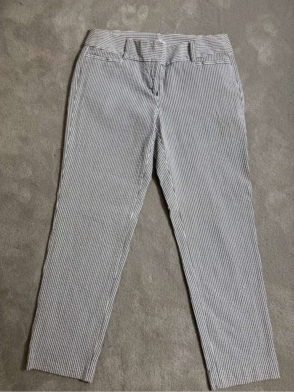 LOFT Black & White Striped Ankle Pants